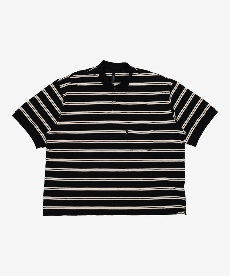 [SS25]WIDE POLO H/S SHIRT / BLACK STRIPE 3
