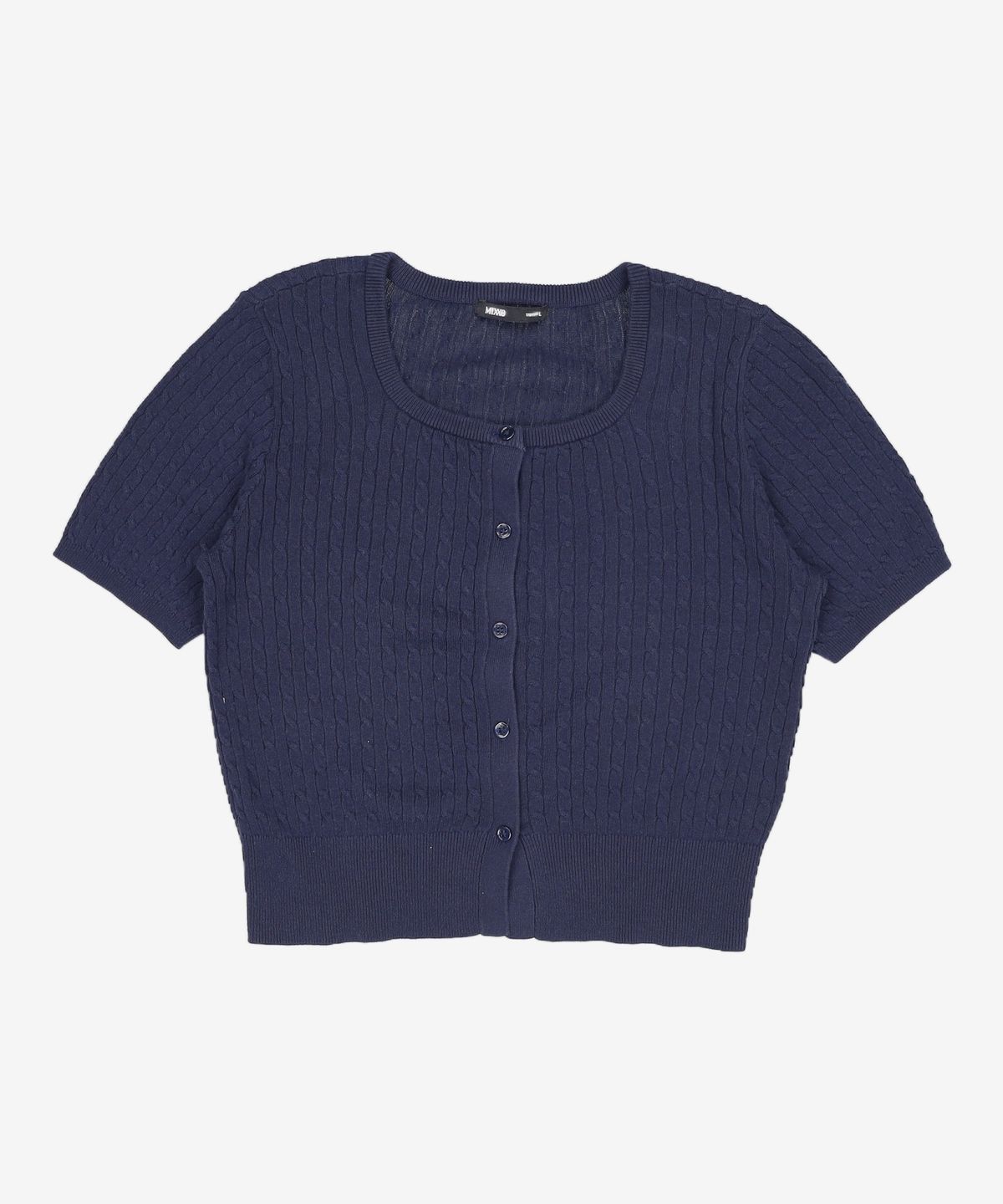 미쏘(MIXXO) 스퀘어넥 케이블 반팔 가디건_MIWCKE518T L