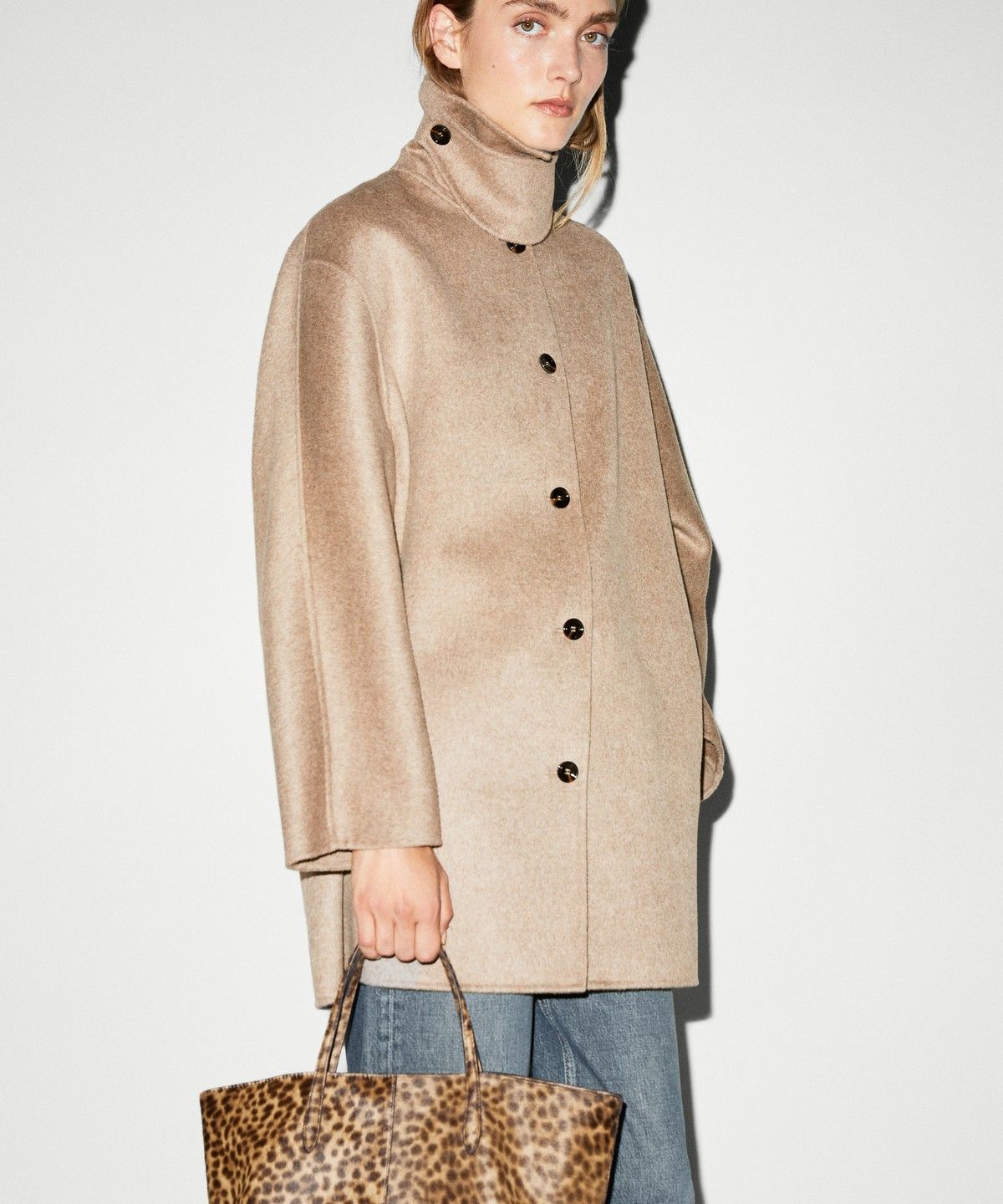 마시모두띠(MASSIMO DUTTI) 멜란지 칼라 디테일 코트