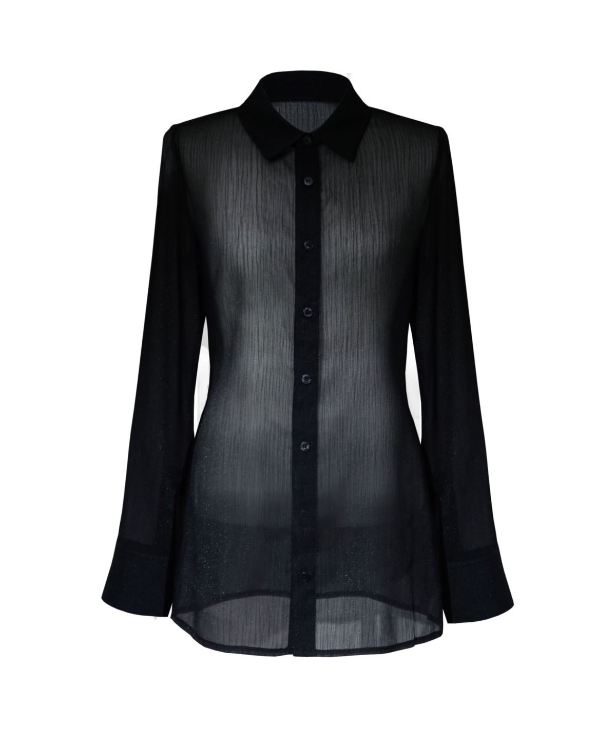 시데라(SIDERA) Whisper Glitter Sheer Shirt [Black]