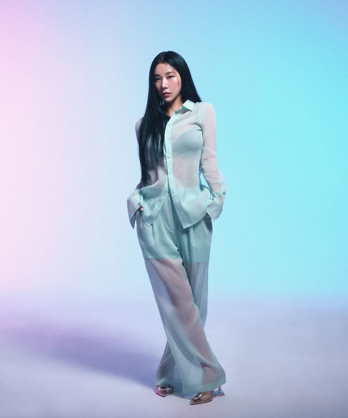 시데라(SIDERA) Whisper Glitter Sheer Pants [Mint]