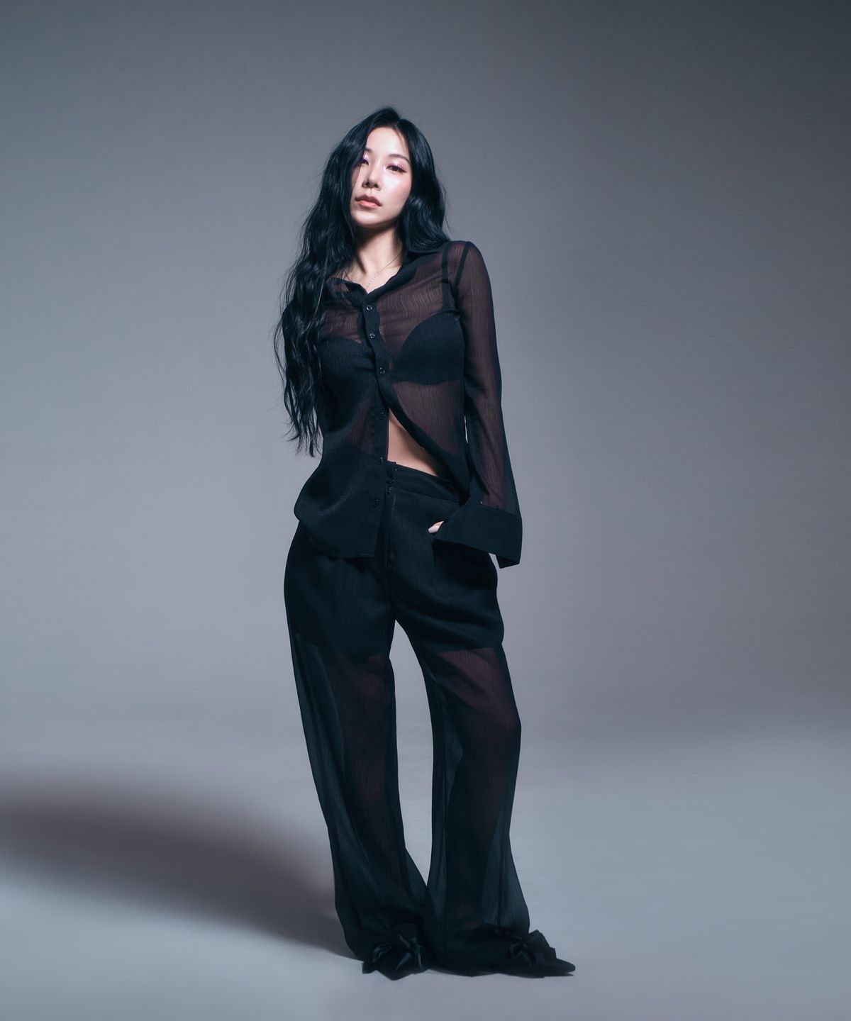 시데라(SIDERA) Whisper Glitter Sheer Pants [Black]