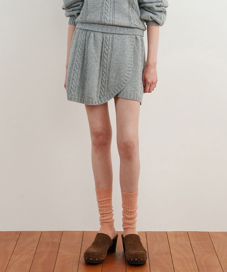Cable Knit Short Pants (Melange Grey)
