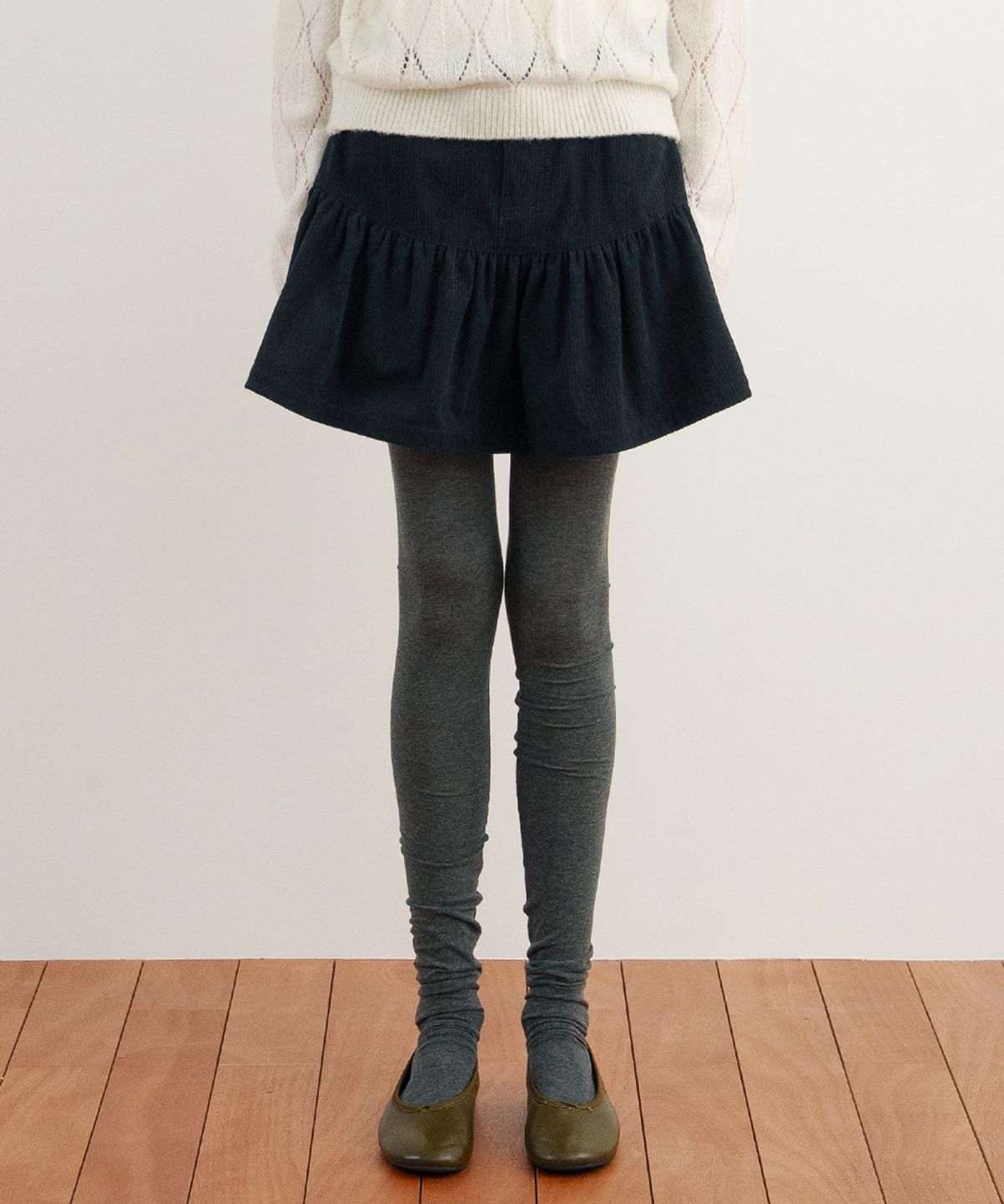 시눈(SINOON) Flare Corduroy Mini Skirt (Navy)