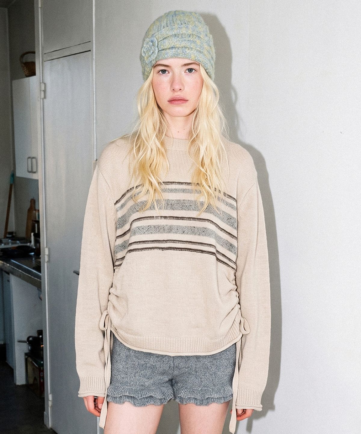 시눈(SINOON) Velvet String Pullover (Beige)