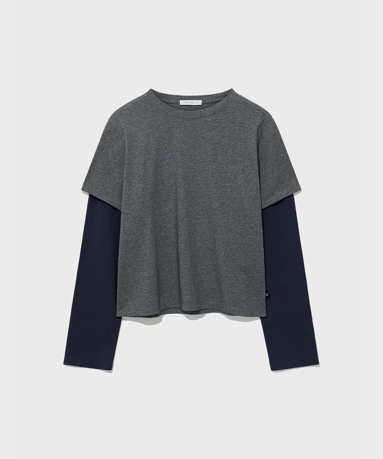 Lc LAYERED TEE_CHARCOAL MELANGE [LC263TS04MC]