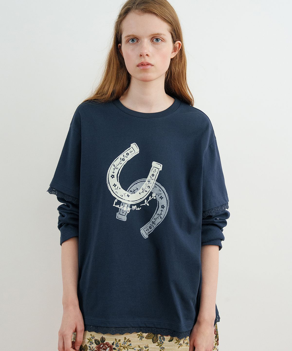 시눈(SINOON) Lucky Layered T-Shirt (Navy)