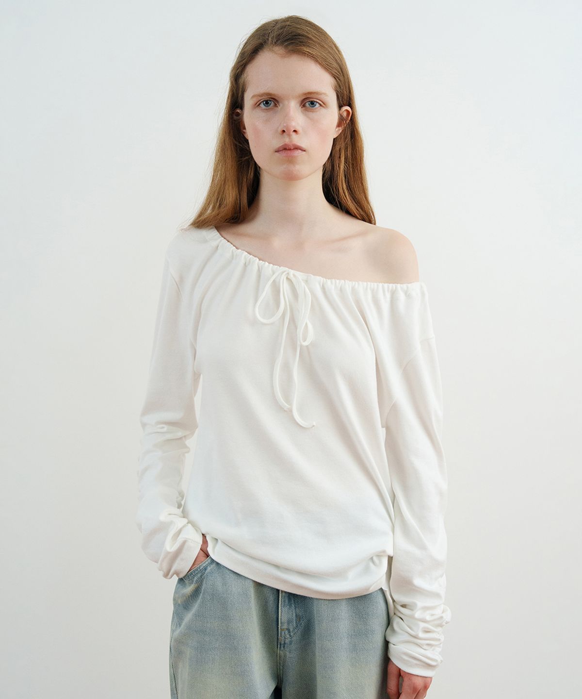 시눈(SINOON) Side Tie T-Shirt (Ivory)