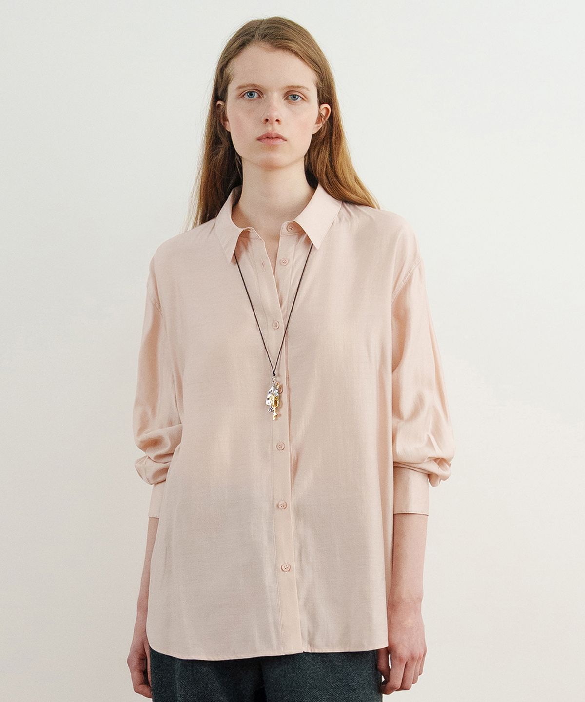 시눈(SINOON) Sheer Loose Shirt (Light Pink)