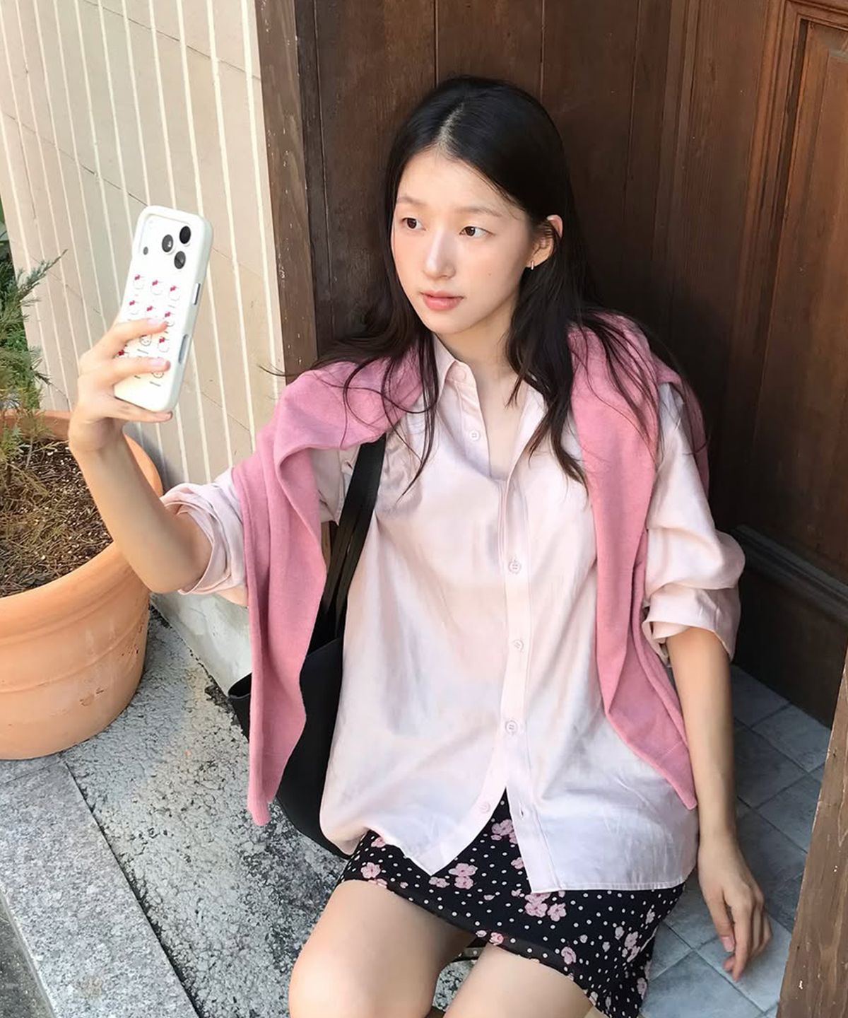 시눈(SINOON) Sheer Loose Shirt (Light Pink)