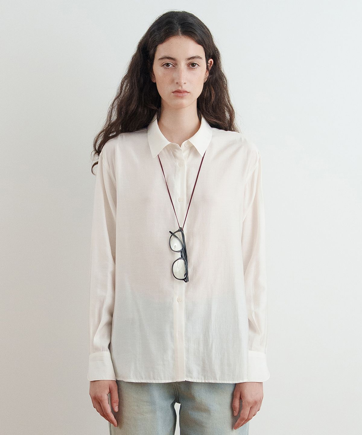 시눈(SINOON) Sheer Loose Shirt (Ivory)
