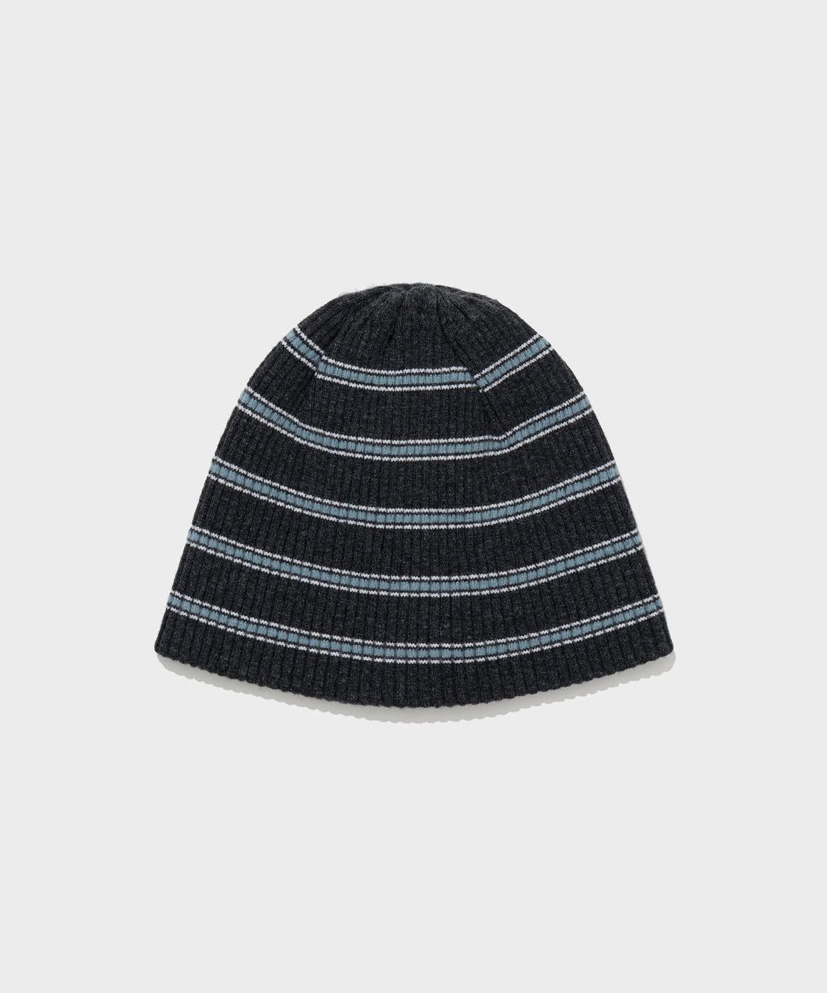 로우클래식(LOW CLASSIC) WOOL CASH BLEND STRIPED BEANIE_CHARCOAL GREY [LC263HA01CG]