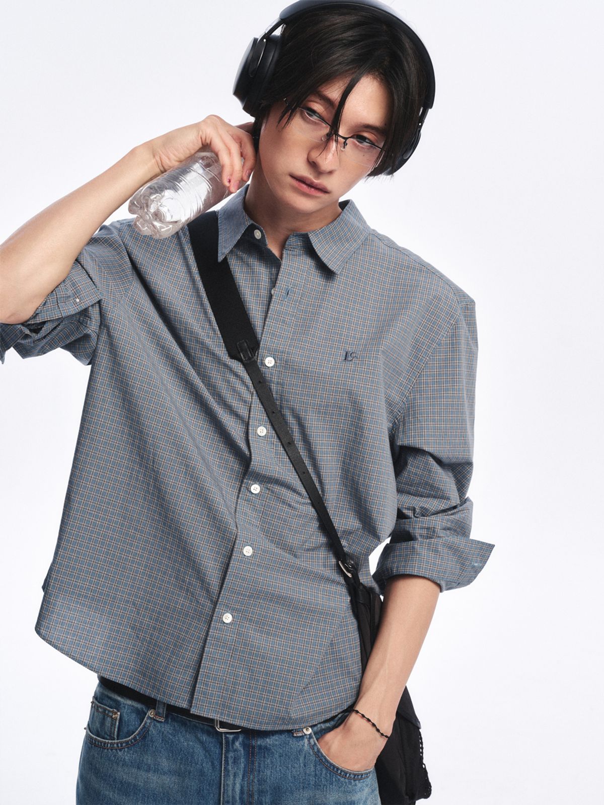 로우클래식(LOW CLASSIC) REGULAR-FIT Lc CHECKED SHIRT_VINTAGE BLUE [LC267SH02VB]