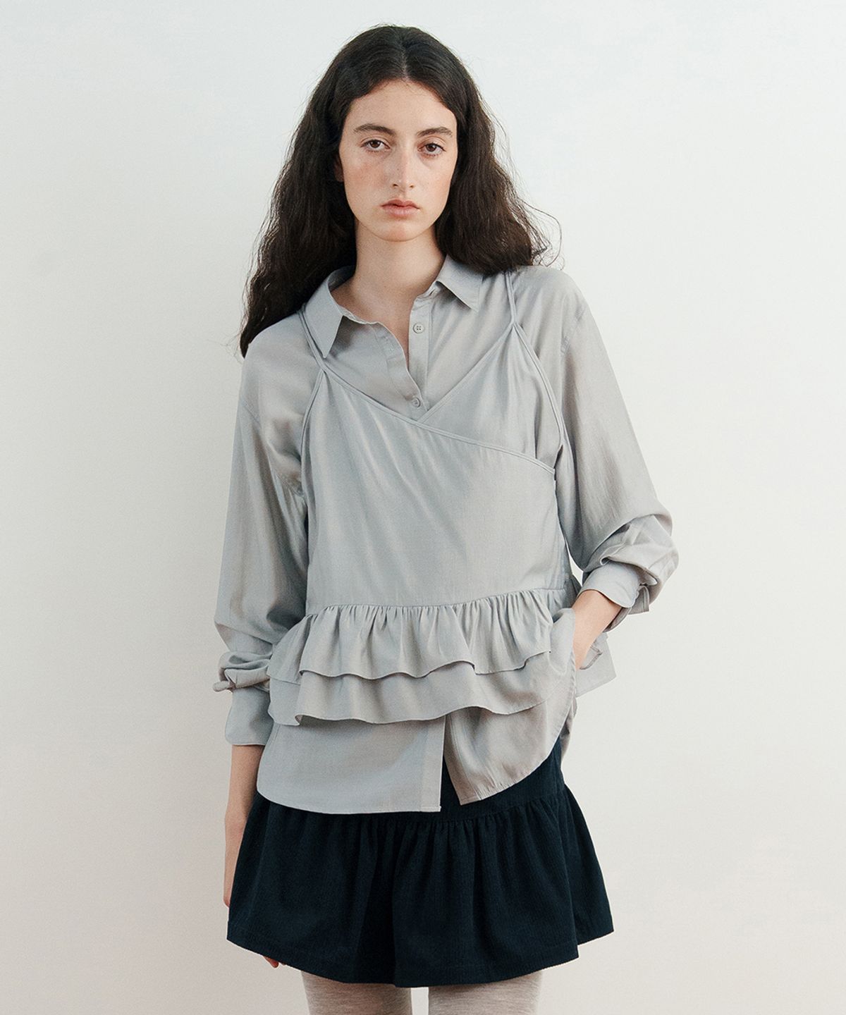 시눈(SINOON) Sheer Wrap Sleeveless (Light Grey)