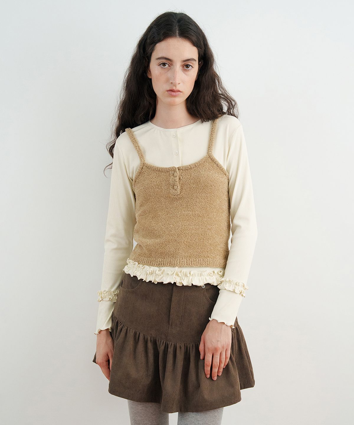 시눈(SINOON) Glow Knit Bustier (Brown)