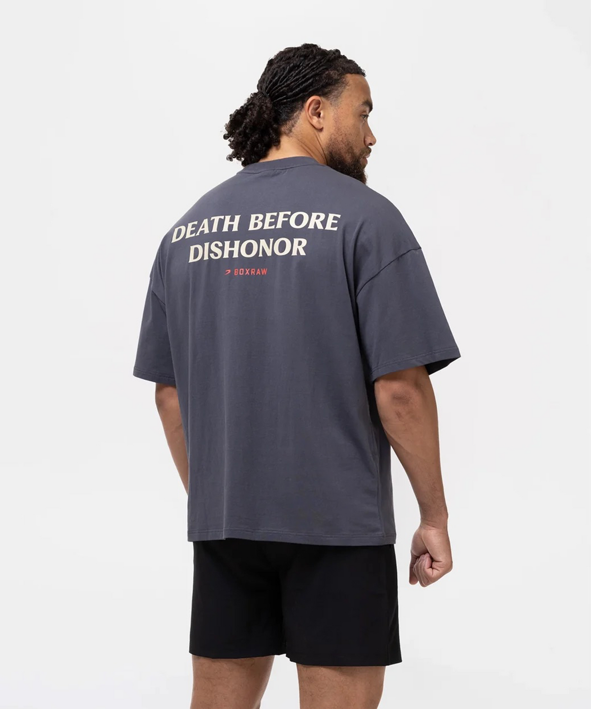 복스로(BOXRAW) Death Before Dishonor 오버사이즈 티셔츠 BXRW-BLOT [차콜]