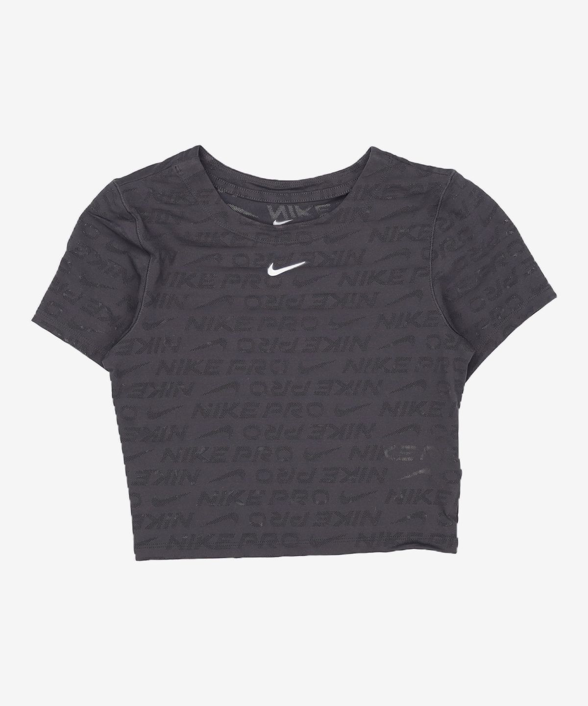 나이키(NIKE) 프로 드라이 핏 반소매 크롭 자카드 탑 W - 블랙:화이트 / HJ2286-010 L