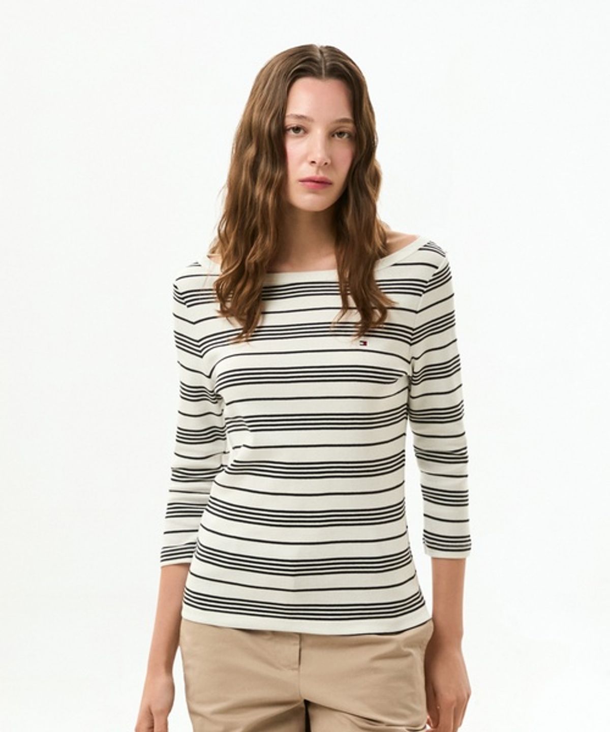 타미힐피거(TOMMY HILFIGER) 보트넥 7부 티셔츠 (T22G7TTO057WT30FJ)