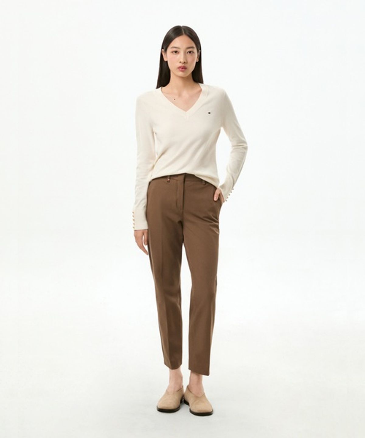 타미힐피거(TOMMY HILFIGER) 슬림 개버딘 팬츠 (T22G7WPC060WT1R07)