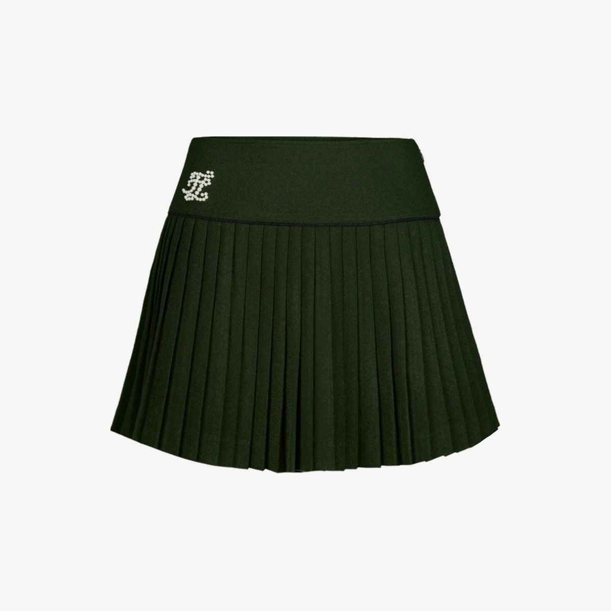 페어라이어 골프(FAIRLIAR GOLF) 진주 플레어 플리츠 스커트 (카키)