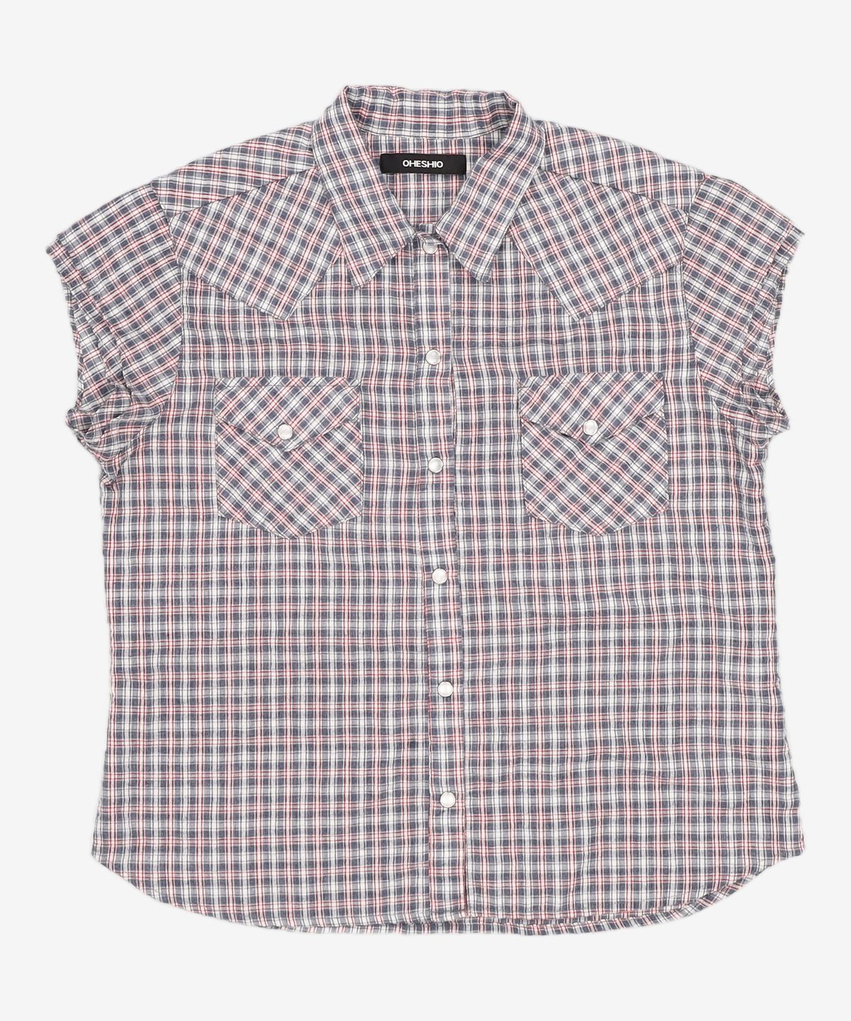 오헤시오(OHESHIO) LAYERED WESTERN CHECK SHIRT, NAVY FREE