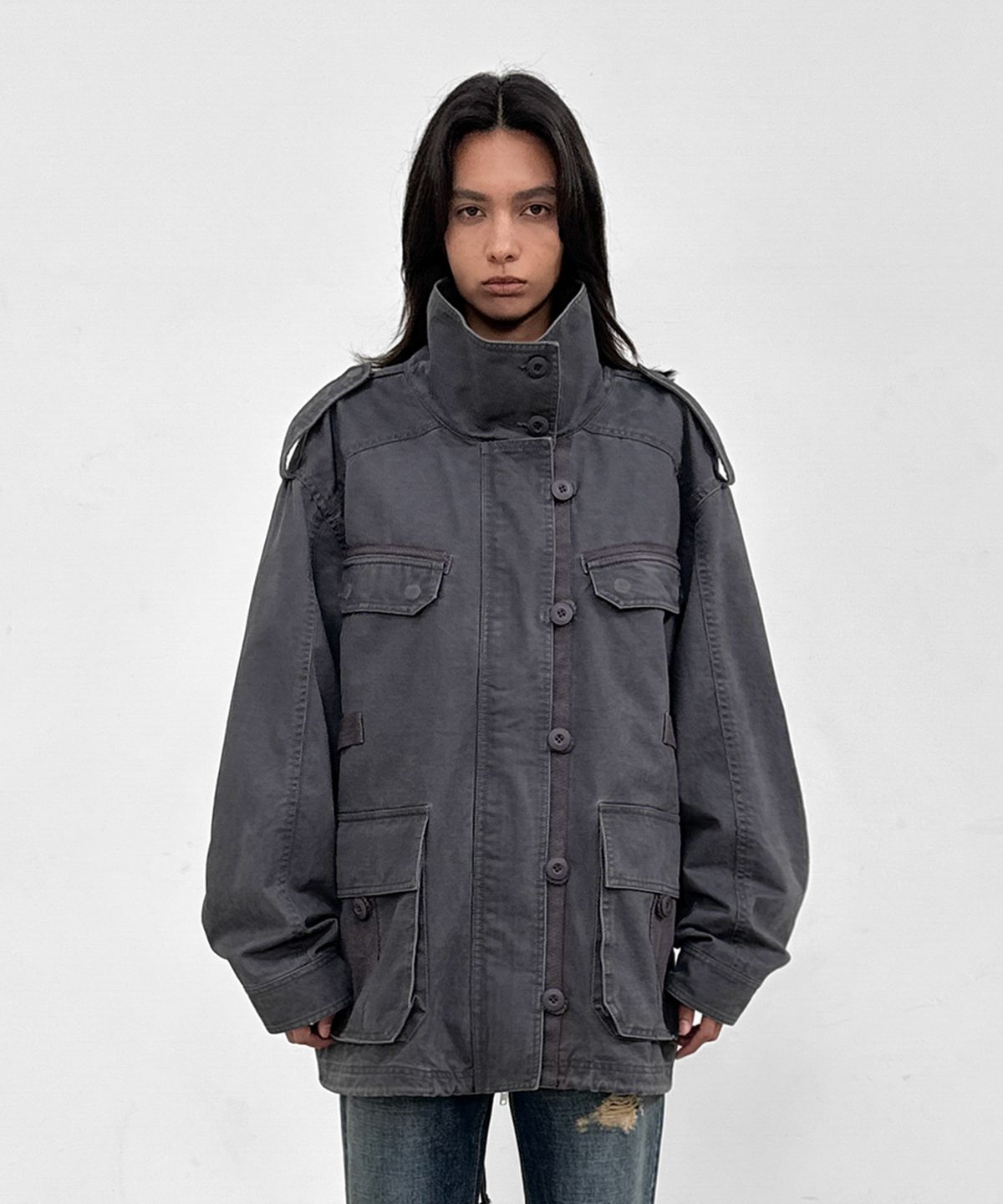 샌드릭(SANDRIC) Vintage Field Jacket_Charcoal