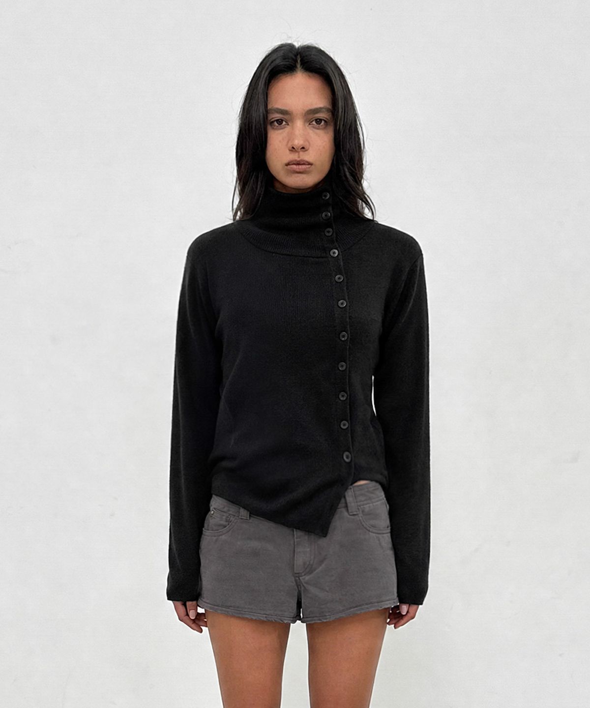 샌드릭(SANDRIC) High Neck Cardigan_Black