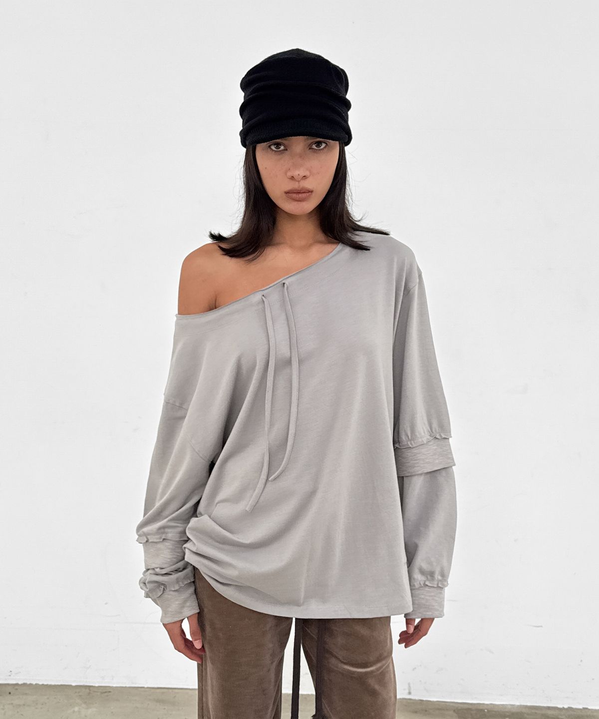 샌드릭(SANDRIC) Overfit Drawstring Tee_Beige