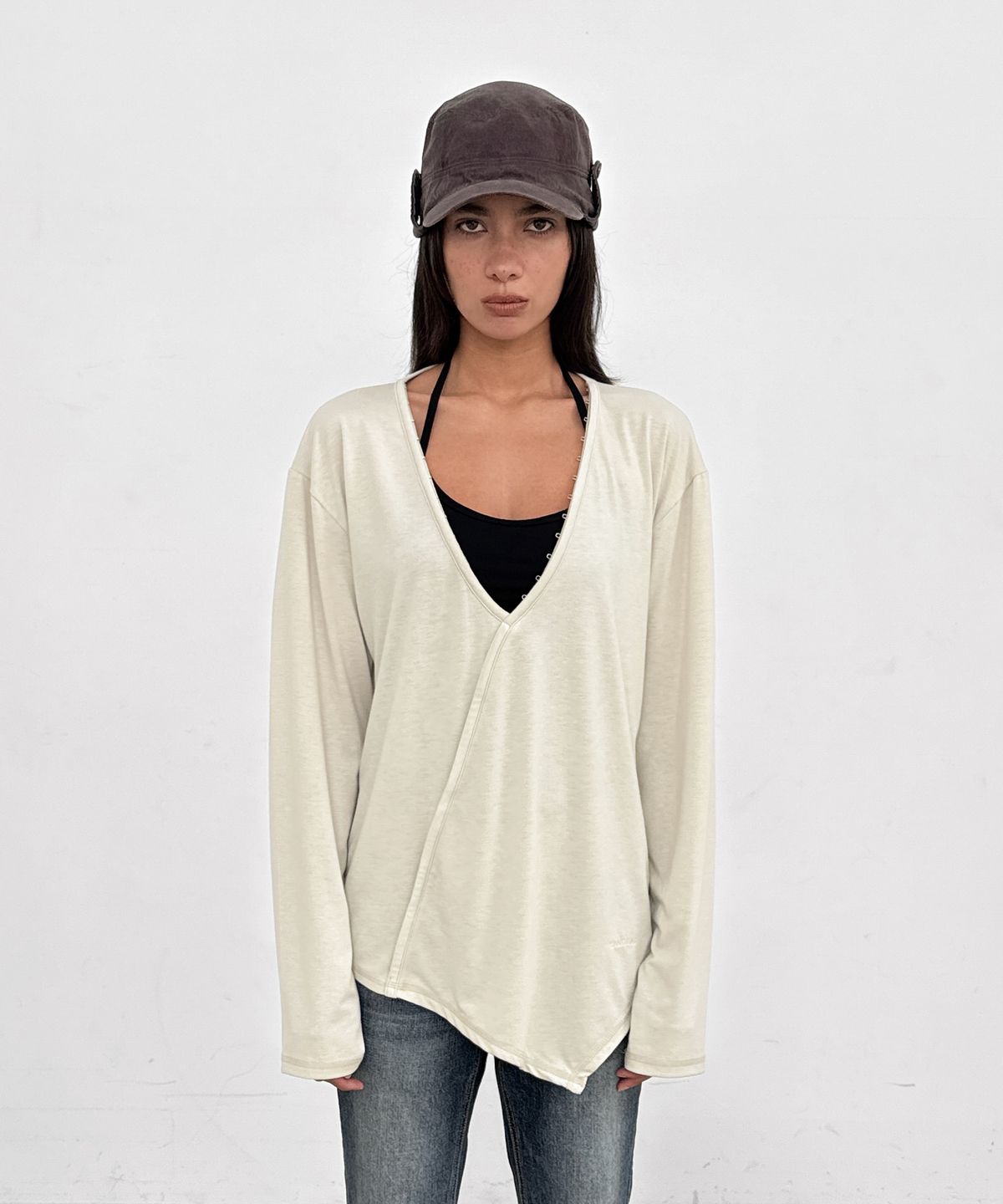 샌드릭(SANDRIC) Hook V-Neck Tee_Lime