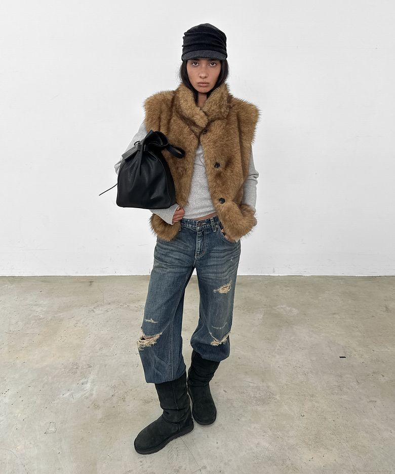 Vintage Fur Vest_Beige
