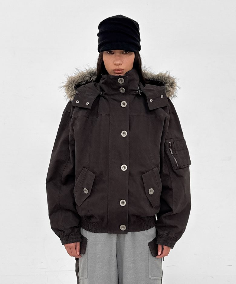 Detachable Fur Jacket_Charcoal
