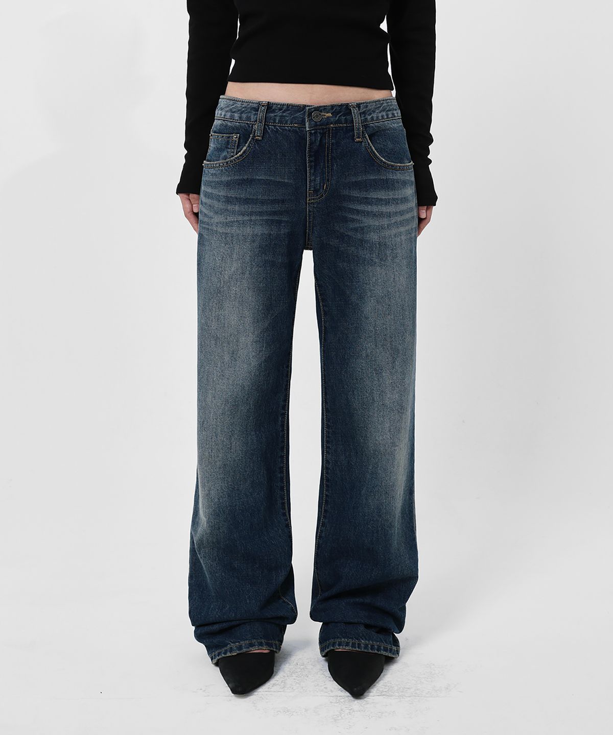 샌드릭(SANDRIC) LINE.02 basic straight denim_mid blue