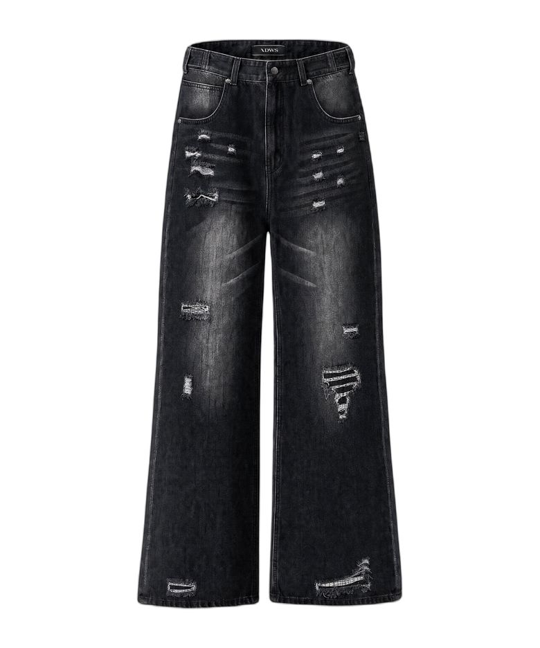 [아네딘 PICK] Injury Flare Denim Pants Black