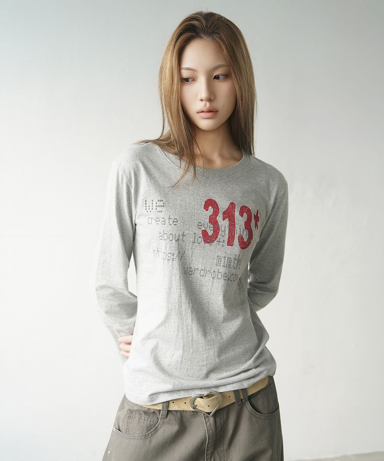 313 프린팅 롱슬리브_그레이