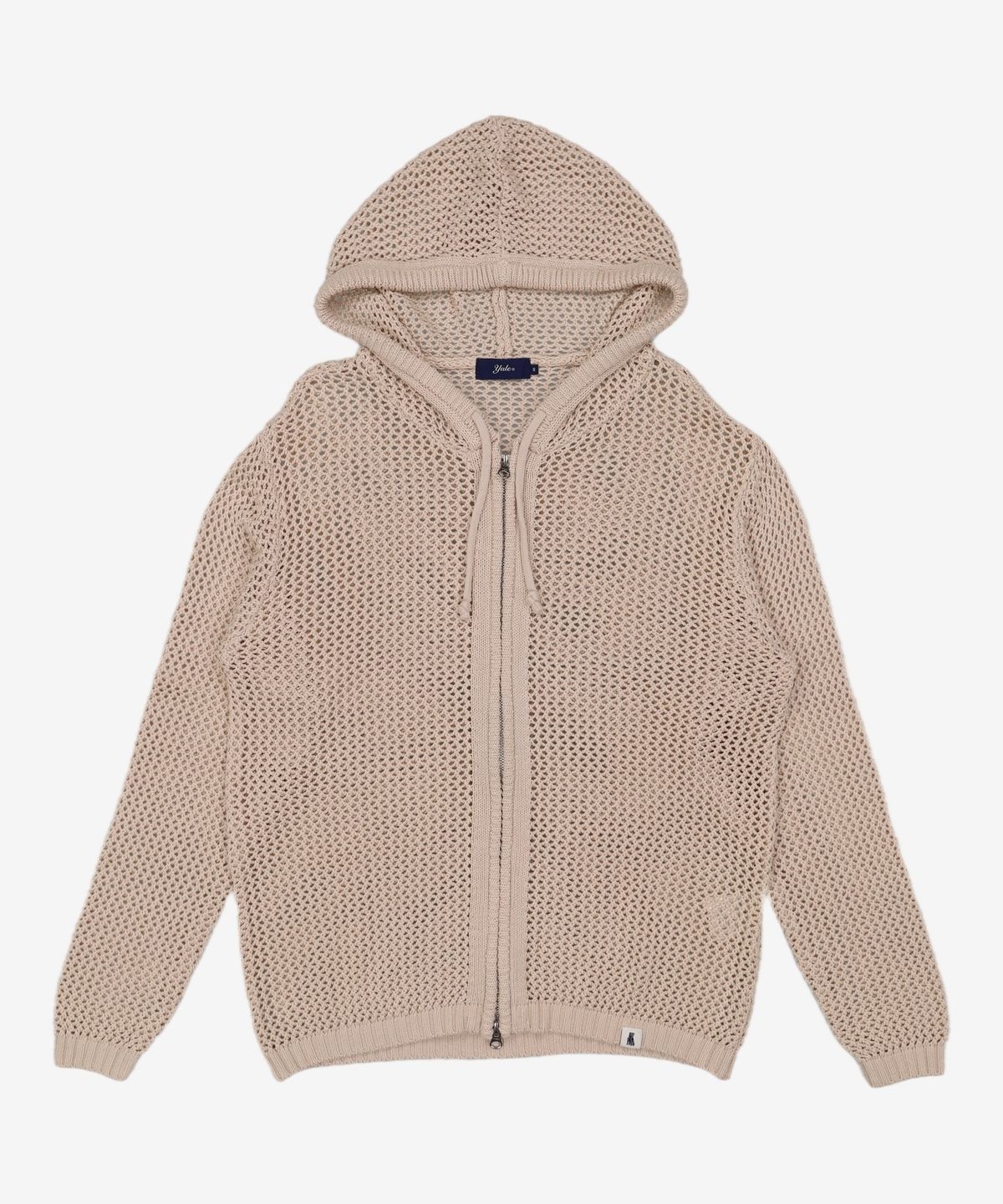 예일(YALE) MESHED HOODIE KNIT ZIP-UP GREEN BEIGE S