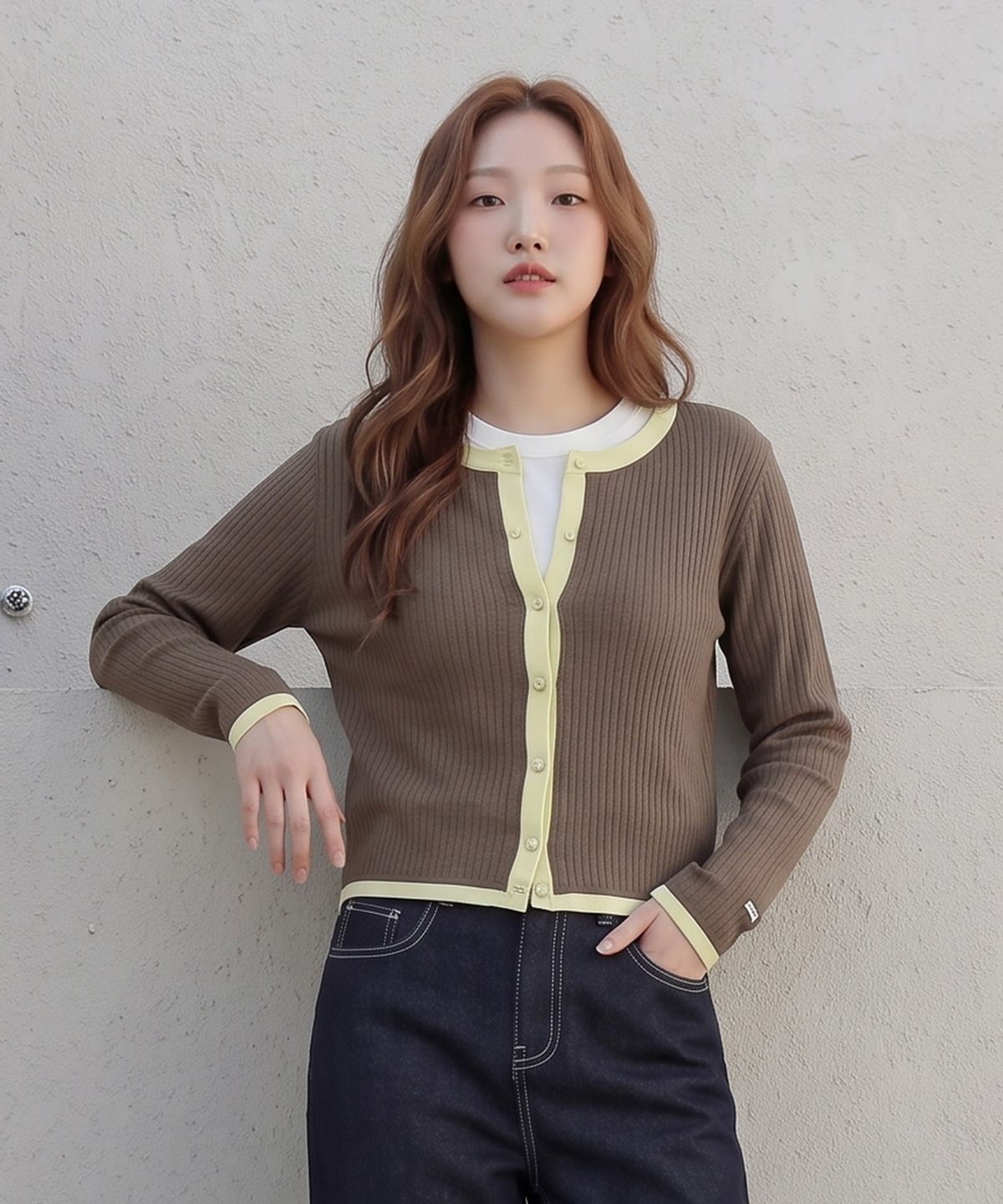 행텐(HANGTEN) 여성 포인텔 레이어드 가디건_195(10580-131-609-69)