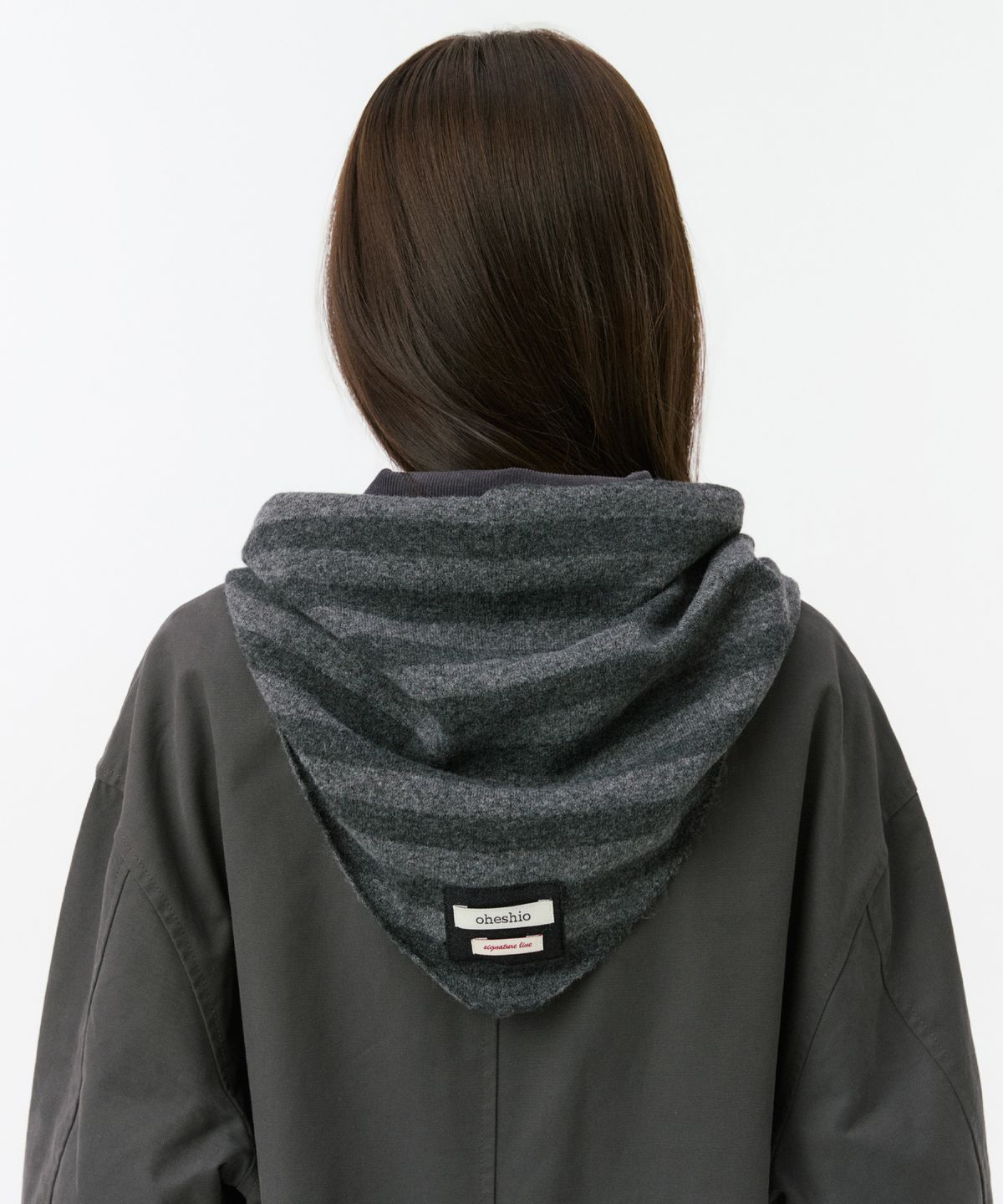 오헤시오(OHESHIO) SIGNATURE LABEL KNIT SCARF, STRIPE