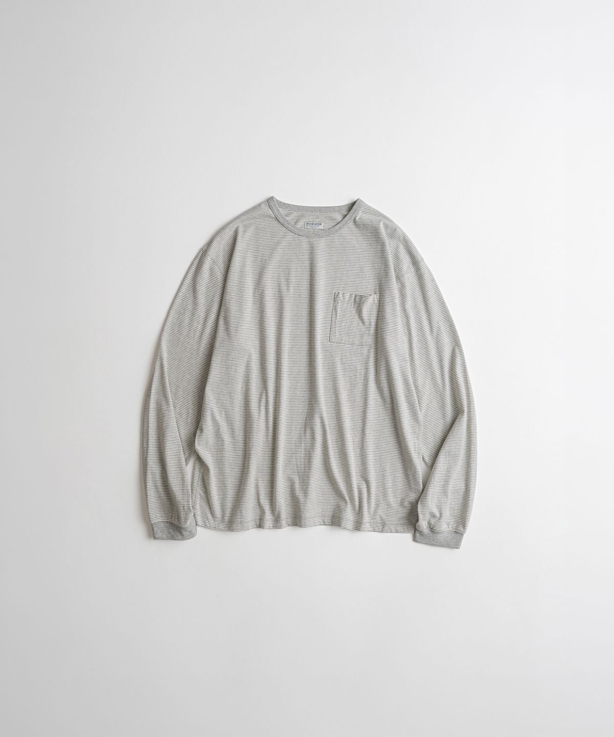 비헤비어(BEHEAVYER) BORDER L/S SHIRTS oatmeal/grey