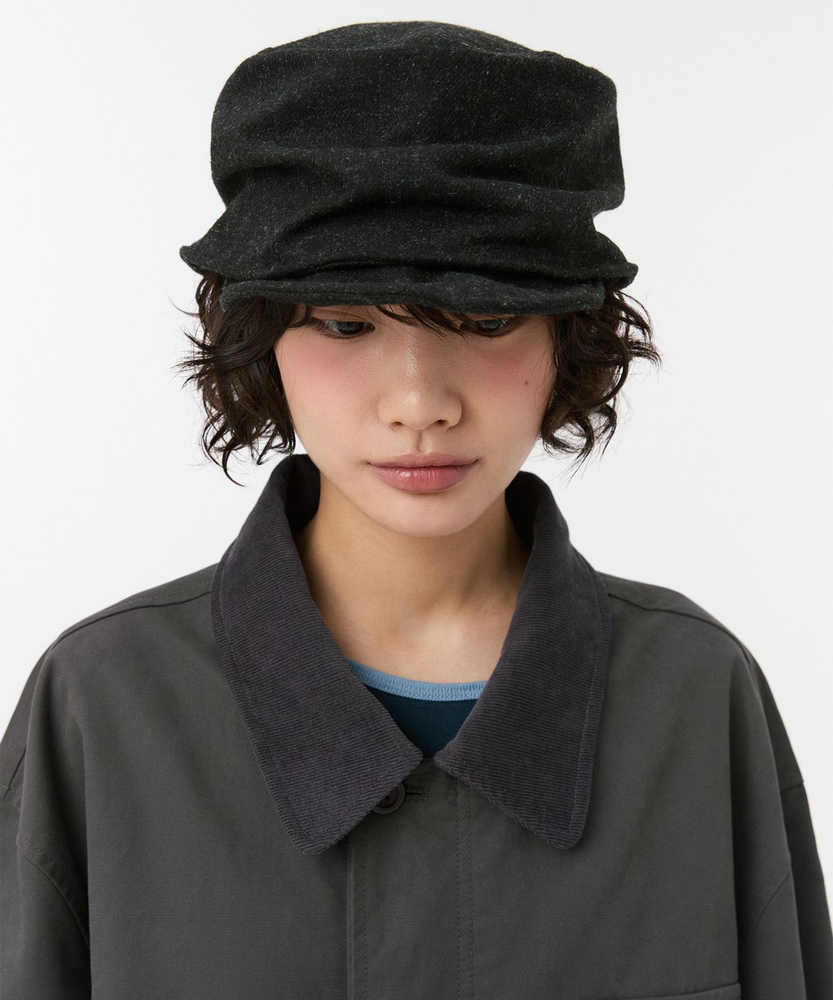 오헤시오(OHESHIO) VINTAGE COTTON CASQUETTE, BLACK