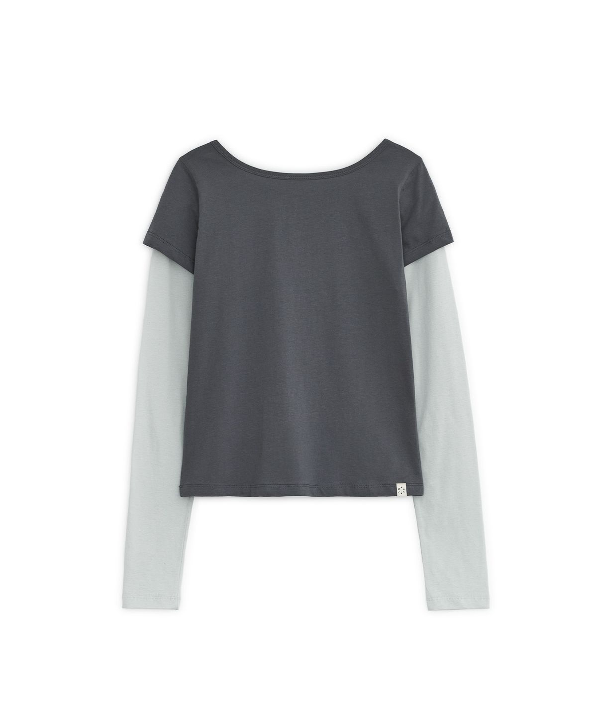 오헤시오(OHESHIO) FLORAL LABEL LAYERED T-SHIRT, CHARCOAL