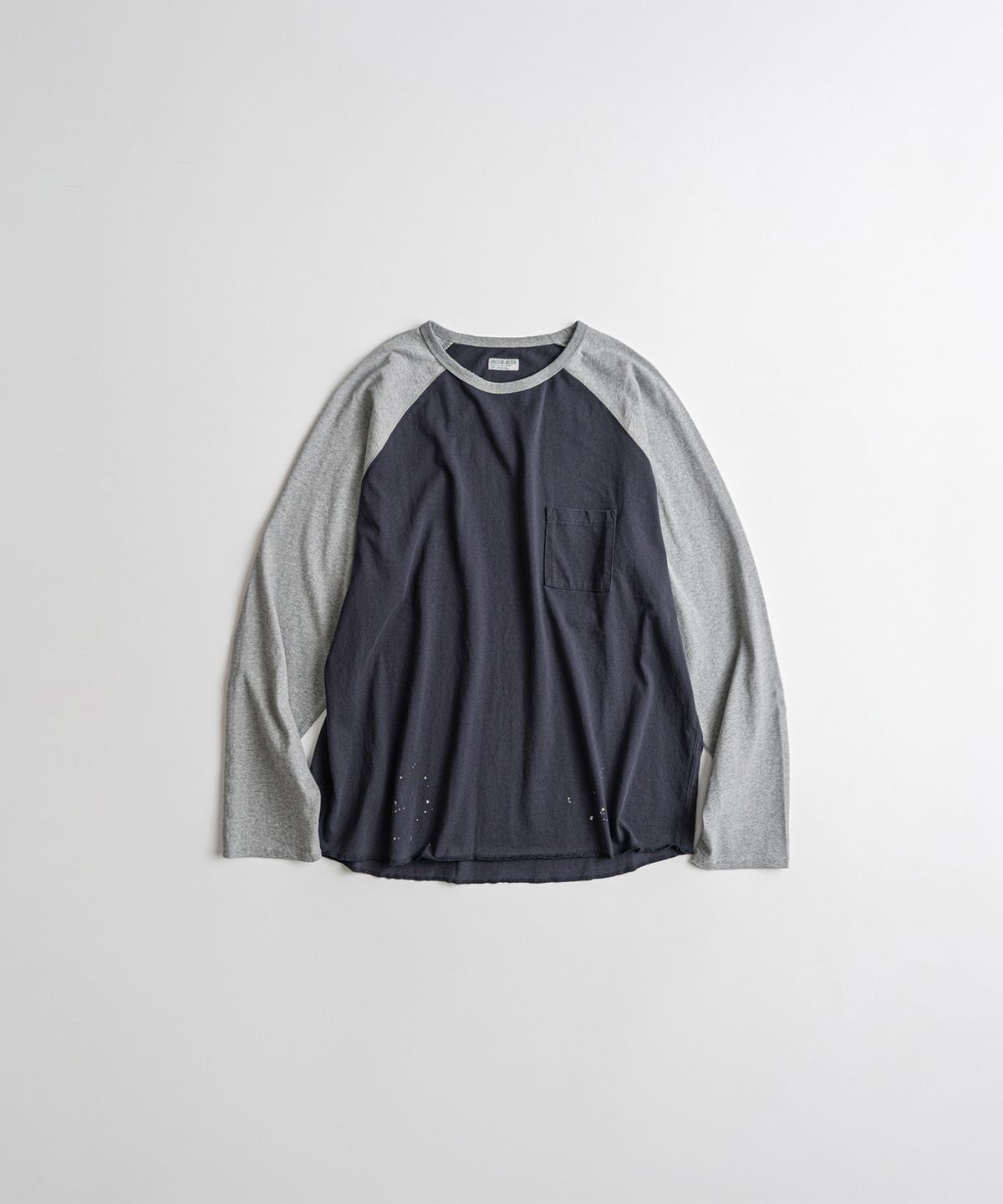 비헤비어(BEHEAVYER) DISTRESSED BASEBALL L/S SHIRTS d.purple/heather