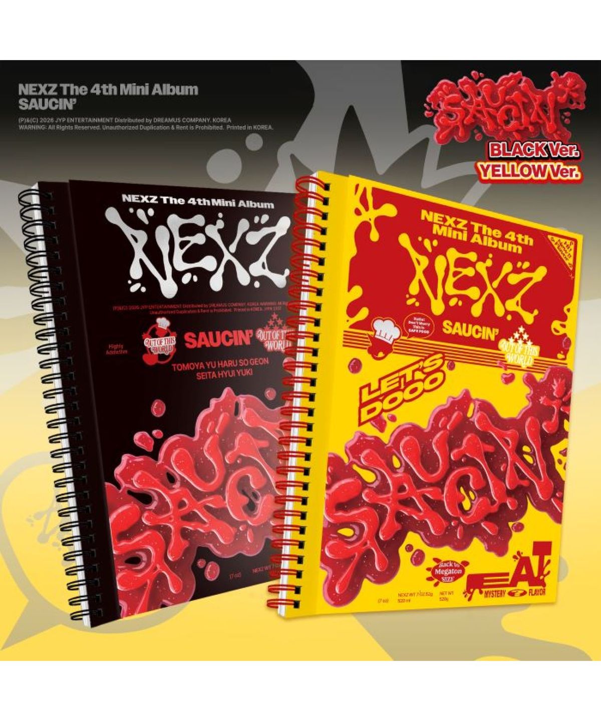 뮤직플랜트(MUSICPLANT) [랜덤] NEXZ(넥스지) - 미니 4집 [SAUCIN’] (BLACK ver. / YELLOW ver.)