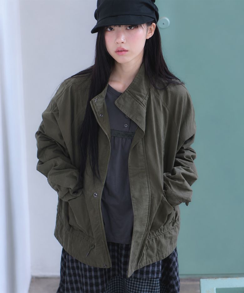 빈티지 워싱 멀티 포켓 스탠다드 유틸리티 오버핏 야상 베이직 코튼 자켓 [카키]