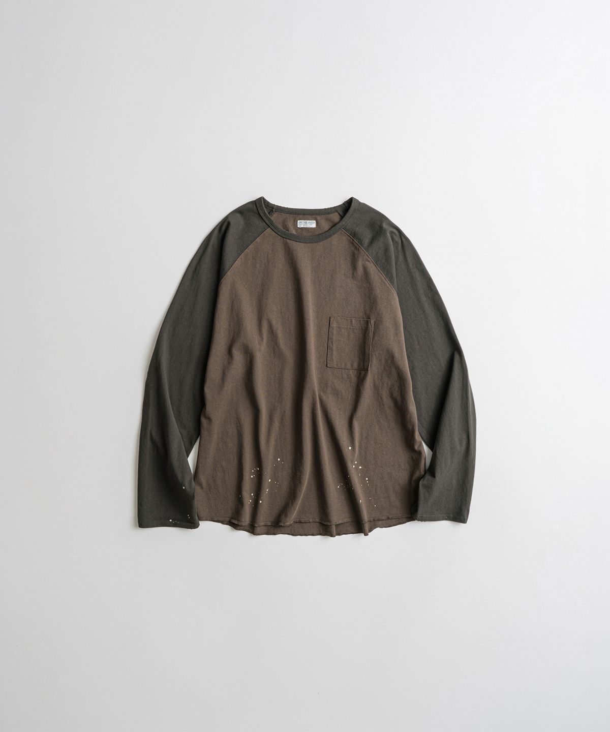 비헤비어(BEHEAVYER) DISTRESSED BASEBALL L/S SHIRTS d.brown/brown