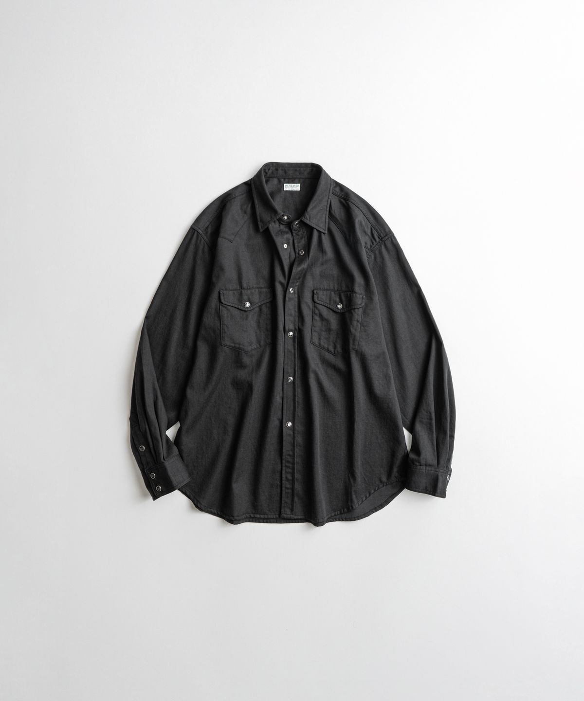 비헤비어(BEHEAVYER) WASHED TENCEL WESTERN SHIRTS black