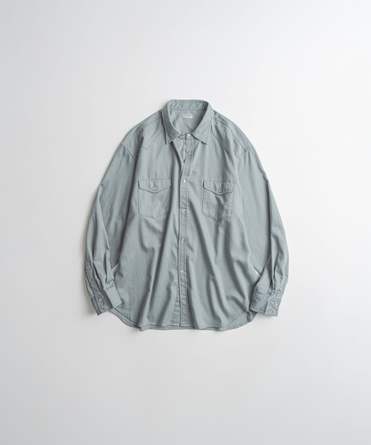 비헤비어(BEHEAVYER) WASHED TENCEL WESTERN SHIRTS dust blue