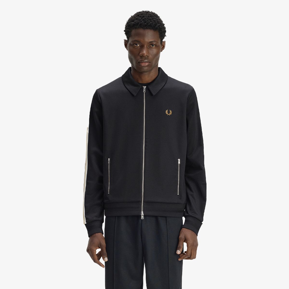 프레드페리(FRED PERRY) [Sharp] 팁드 테잎 트랙 재킷 - 블랙 AFPM2G33308-102