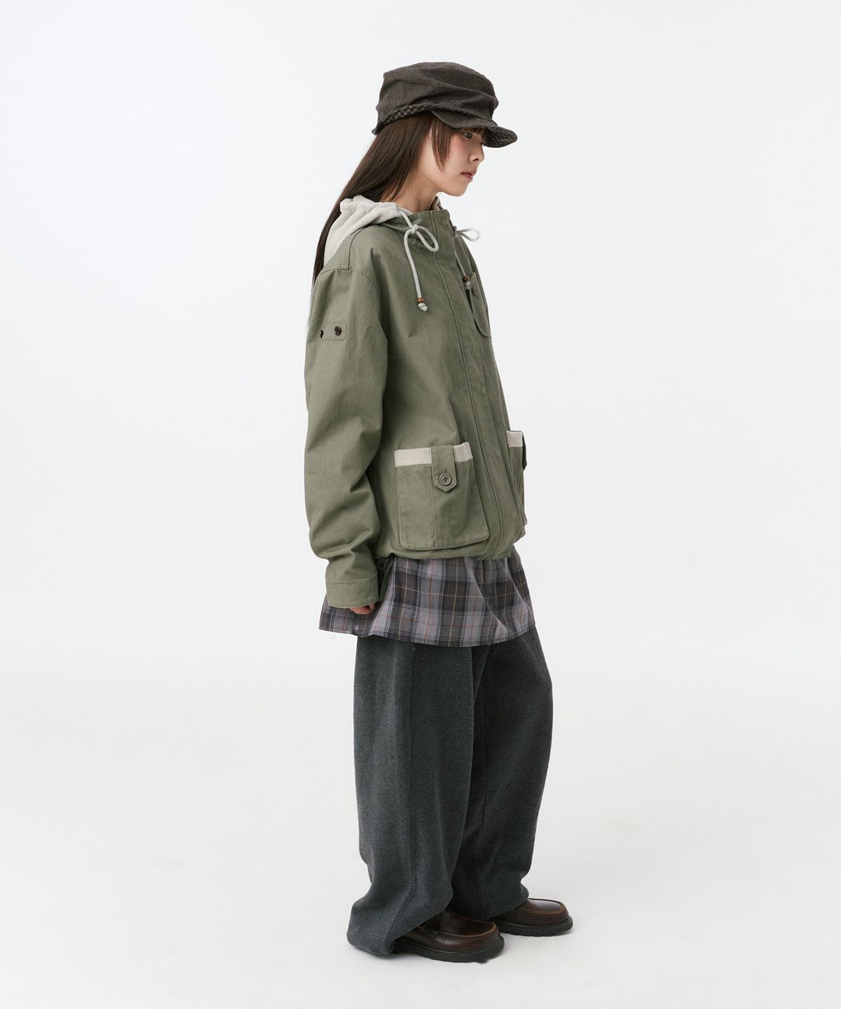 오헤시오(OHESHIO) ROUND POCKET FISHTAIL JACKET, KHAKI