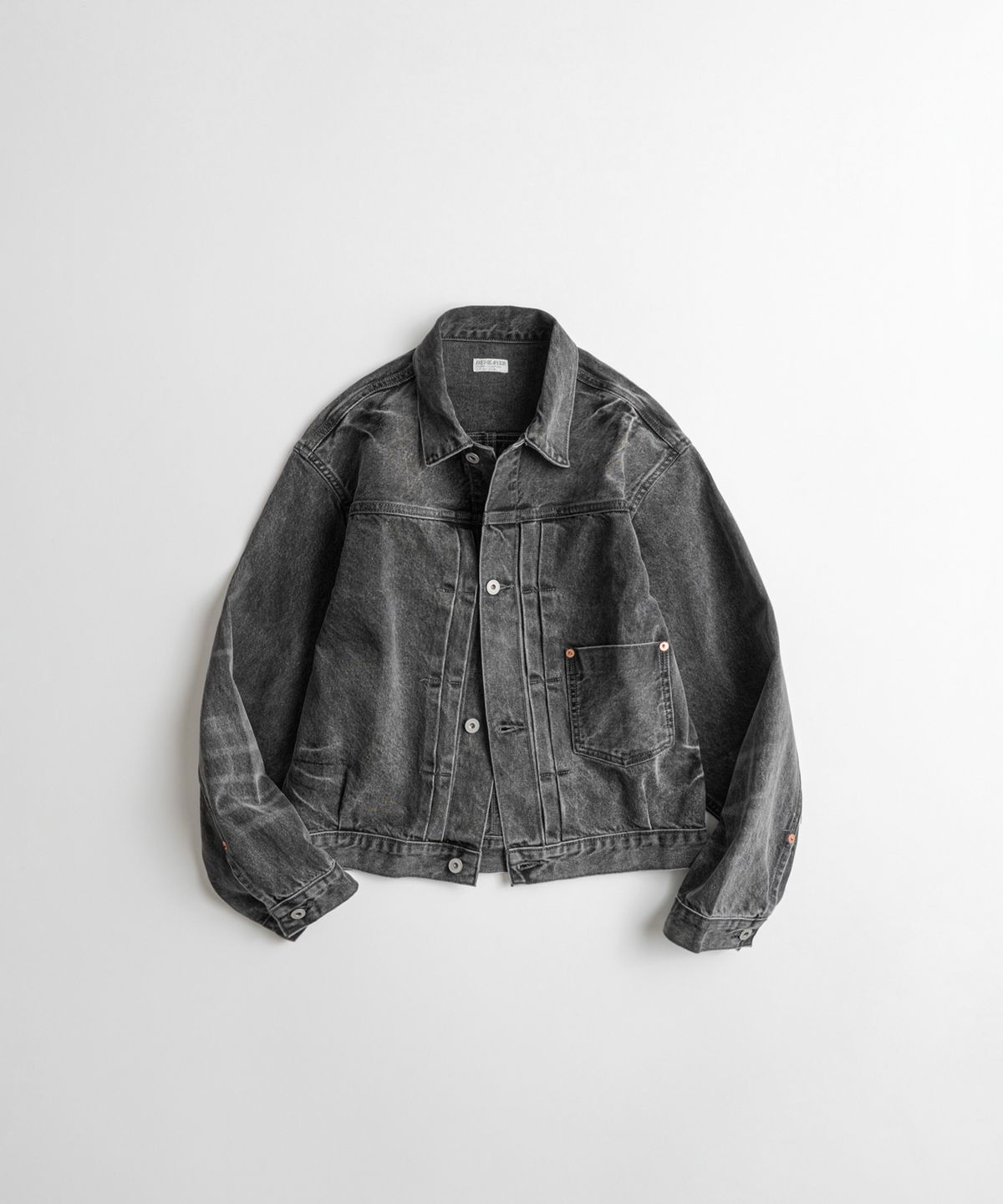 비헤비어(BEHEAVYER) DISTRESSED TYPE-1 DENIM JACKET charcoal