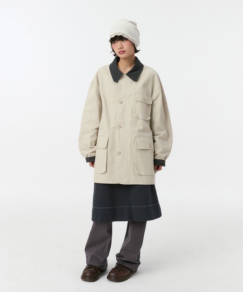 REVERSIBLE FLORAL COTTON JACKET, BEIGE